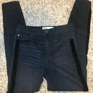 Black Garage skinny jeans high rise velvet stripe